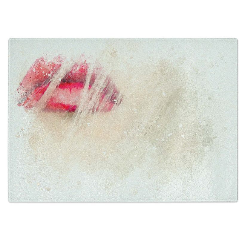 Tempered Glass Lips Chopping Board, 28.5 cm W x 20 cm L