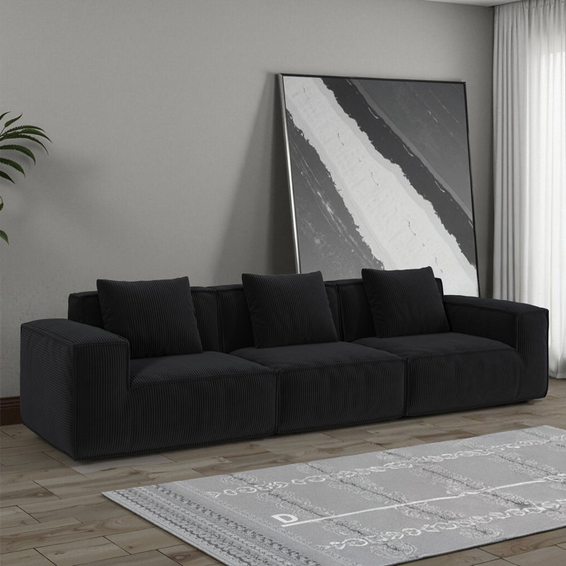 Canapé modulaire Belfin, canapé convertible Tofu Block, Grey, 28.3" H x 118" W x 39.4" D