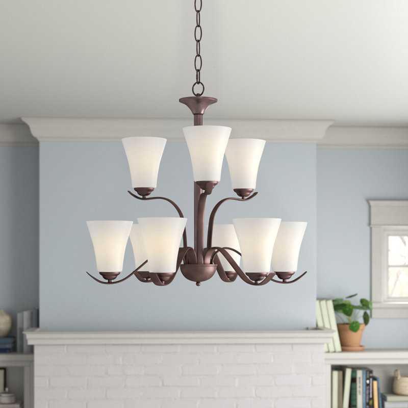 Lustre classique unique à 9 lumières Lavalley, Bronze huilé