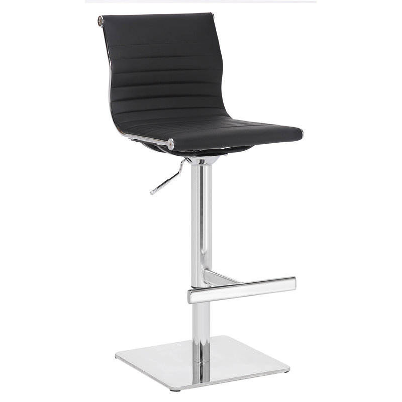 Batres Swivel Upholstered Adjustable Height Counter Stool with Metal Frame, Black