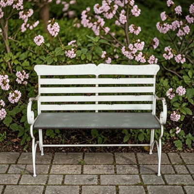 Banc de jardin d'extérieur en fer galvanisé Charleston 1940