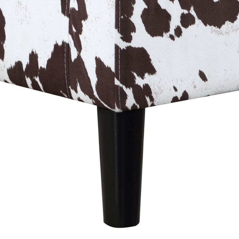 Anges Upholstered Barrel Chair with Ottoman, Brown Cow Print Polyester