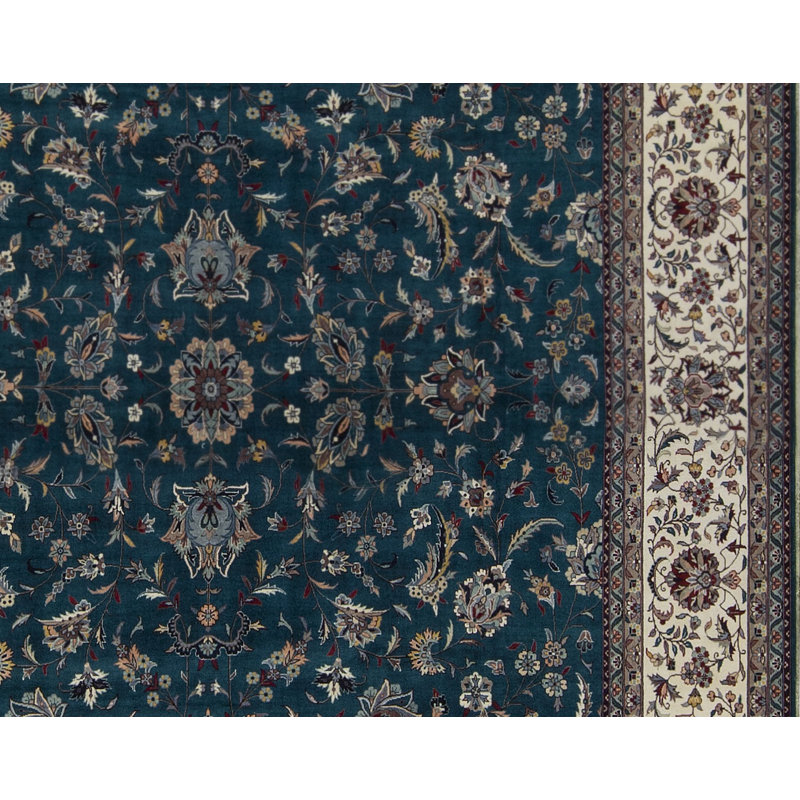 Tapis bleu de haute qualité noué à la main