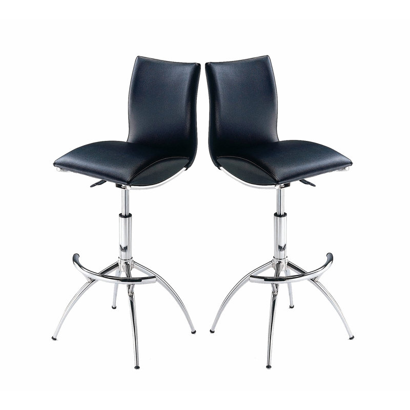 Tabouret de bar moderne en similicuir / hauteur réglable chrome, Noir