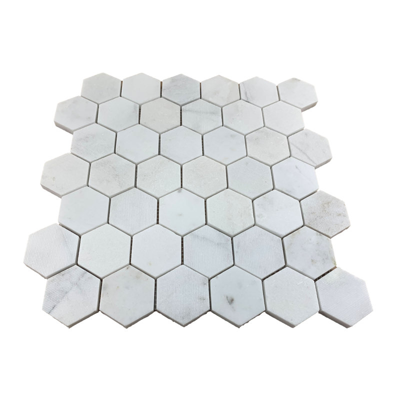 2'' x 2'' Marble Honeycomb Mosaic Wall & Floor Tile, White Marble
