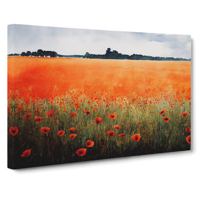 Watercolour Poppy Field Vol.8 - Wrapped Canvas
