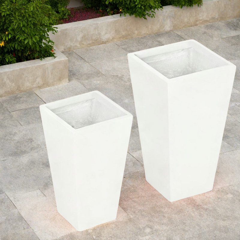 Jardinières Mgo durables, ensemble moderne d'aspect pierre avec drainage pour l'extérieur intérieur