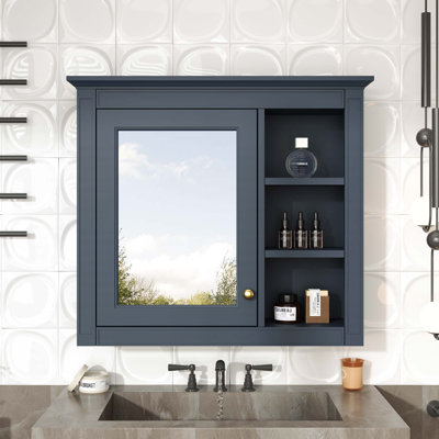 Dorla Modern Wall Mounted Bathroom Medicine Cabinet with Mirror & 3 Open Shelves