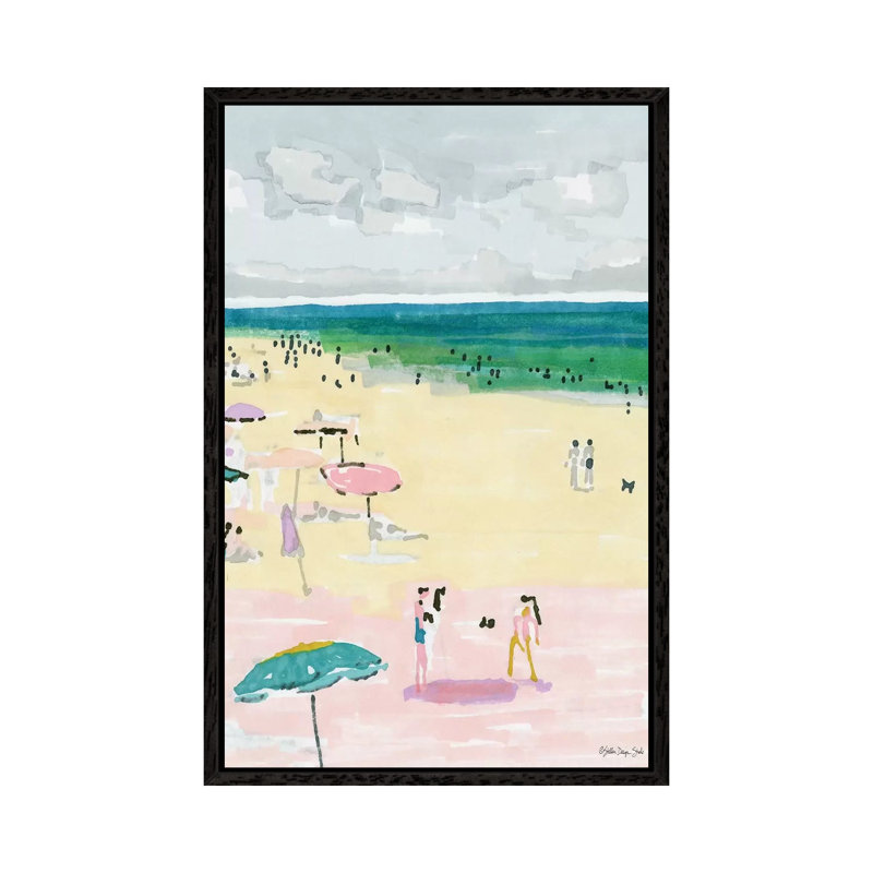 Beach Days II - Painting on Canvas, Black Floater Framed, 66.04cm H x 45.72cm W x 3.81cm D