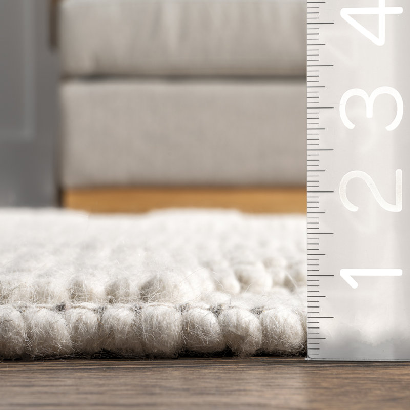 AvionTextured Geometric Wool Area Rug, Rectangle 4' x 6'
