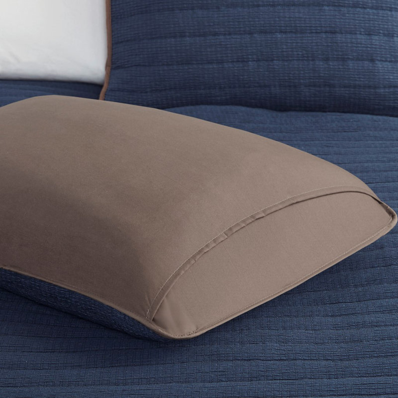 Angeline Reversible Crinkled Microfiber Quilt Set, Full/Queen Quilt + 2 Shams, Navy