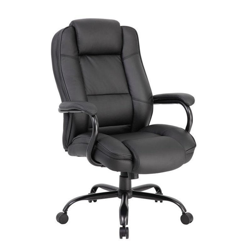Liv Rolling Oversized Swivel Chair, Black Faux Leather, 400Lbs
