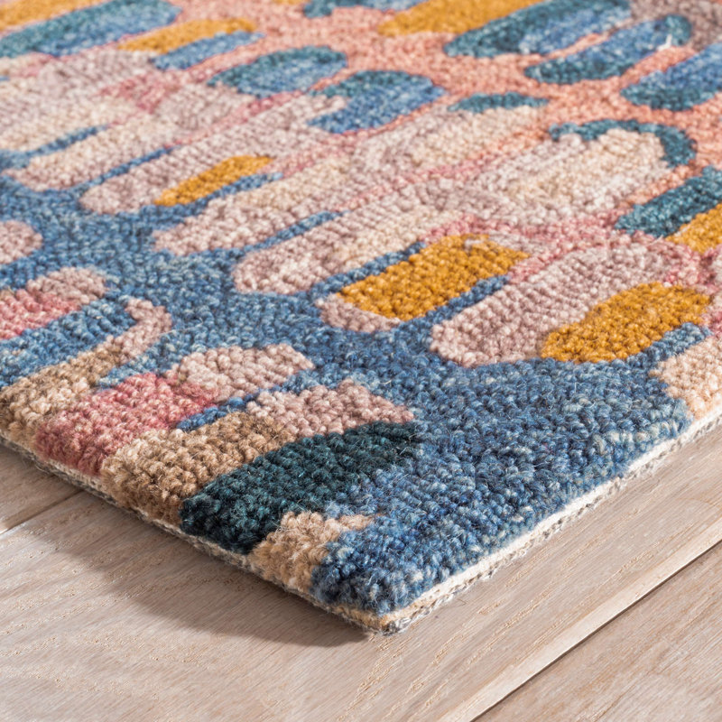 Paint Chip Coral Hand Micro Hooked Wool Rug, Rectangle 4' x 6'