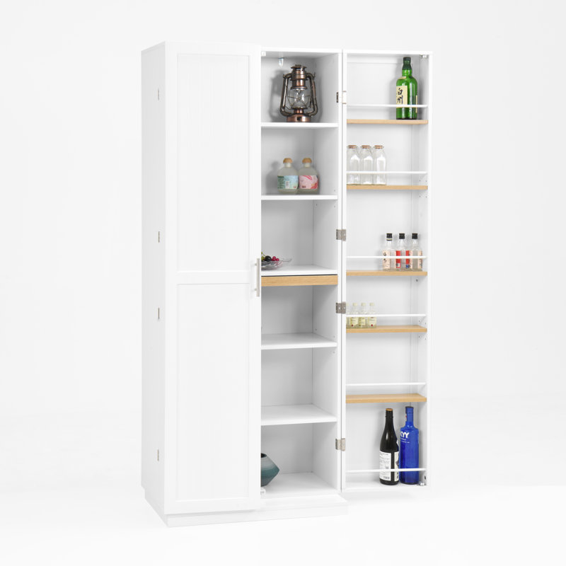 Garde-manger blanc avec portes et tablettes réglables Buffet autoportant pour cuisine, salon et salle à manger