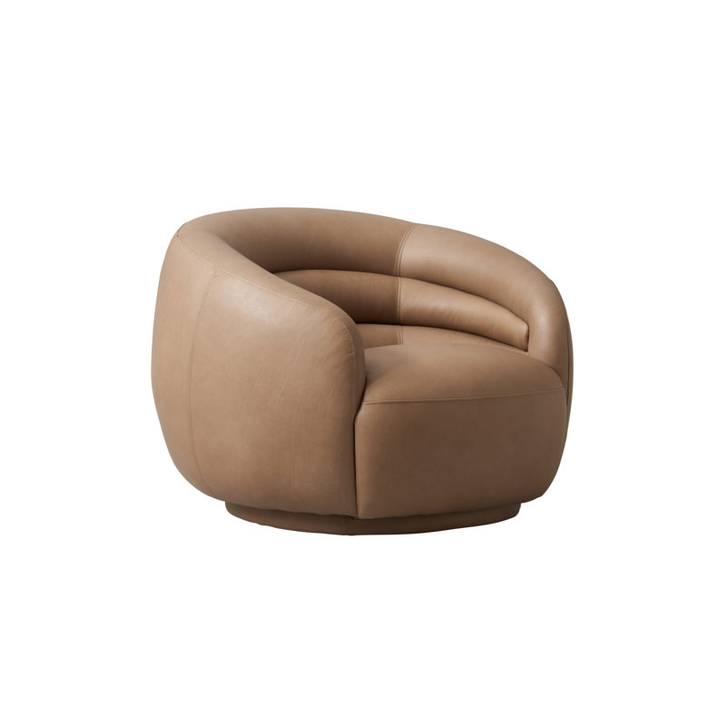 Fauteuil demi-tonneau pivotant en cuir