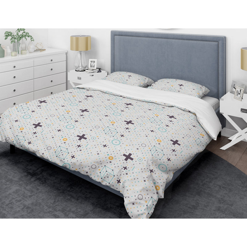 Ensemble de housse de couette Minimalistic Elements Mid-Century, Housse de couette double / grand et 2 taies