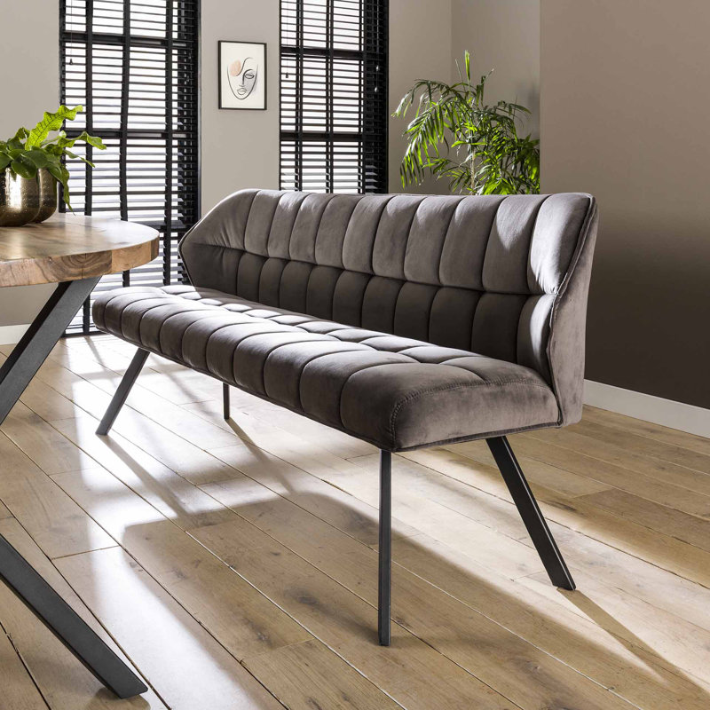 Northbrook Polyester Upholstered Bench, in Grey