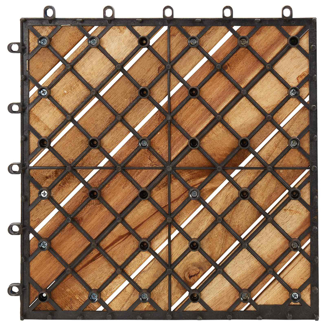 vidaXL Solid Acacia Wood Decking Tiles Grey Wooden Wash Interlocking Tile