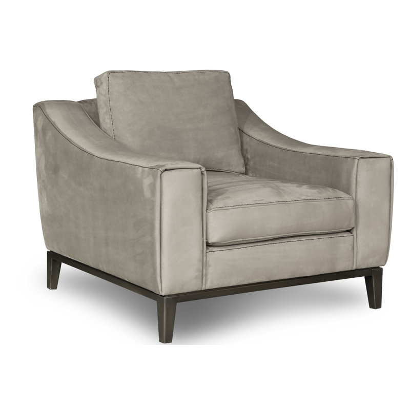 Fauteuil club en cuir véritable Rodeo, Gris taupe (doux au toucher), Cendre miel