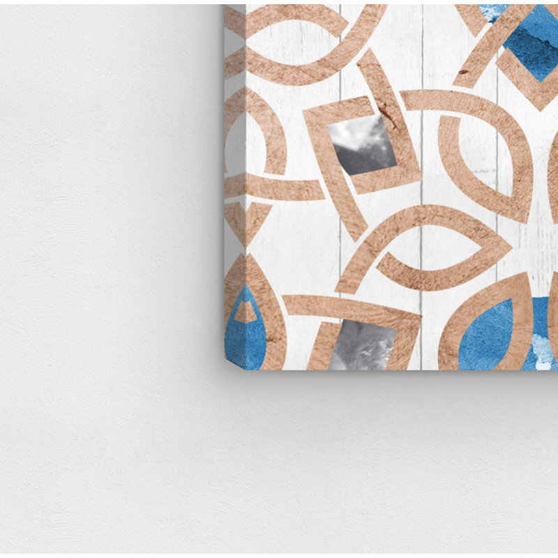 Lattice Desert Blue and Copper - impression d'art graphique, H 40 po x l 40 po x P 1,5 po, Toile tendue