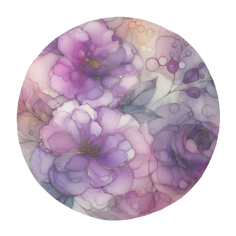 Tapis tressé irisé lilas, Rond 5 pi