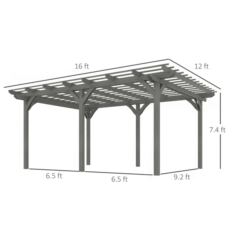 Pergola en bois stable, pavillon de vigne, pergola d'extérieur, Gris