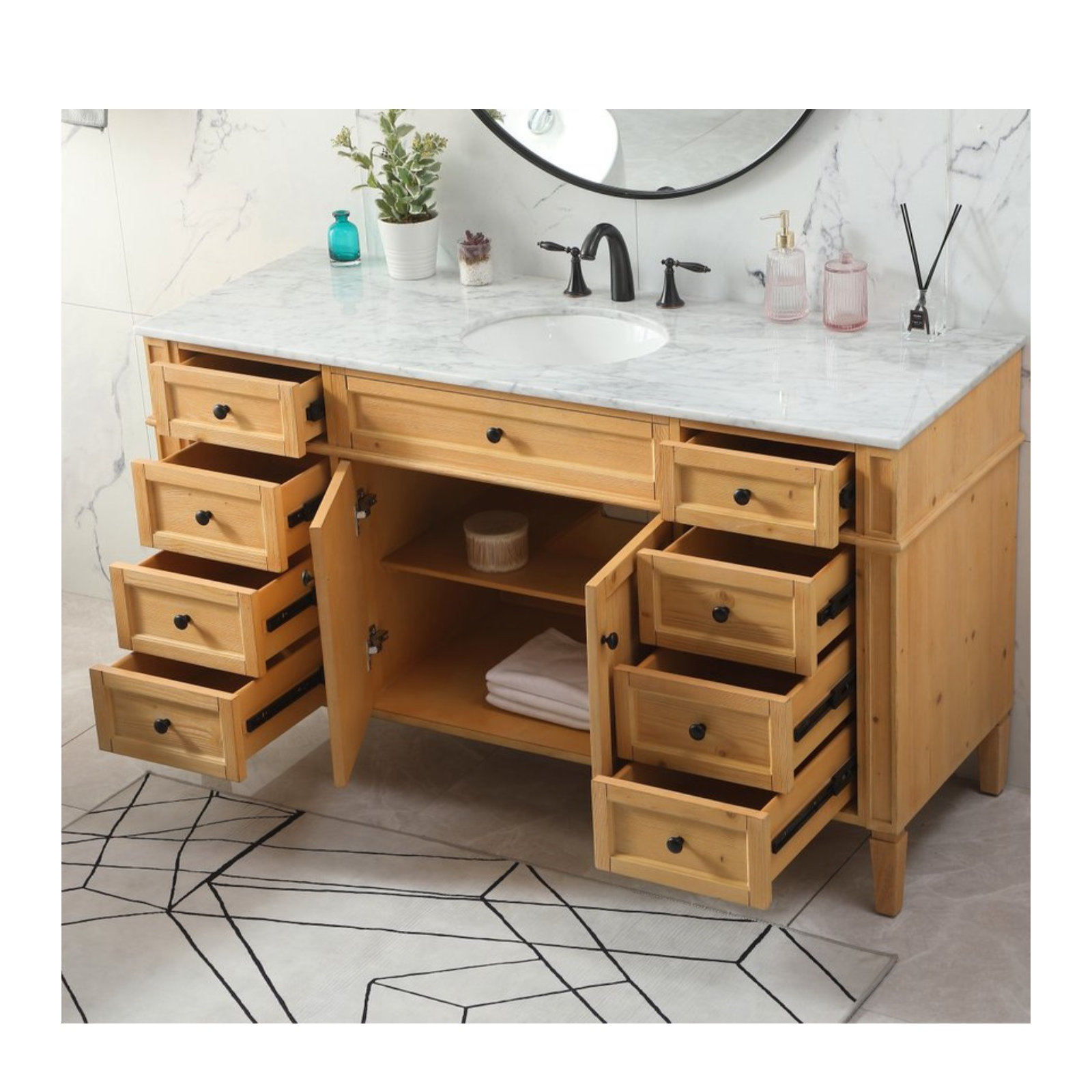 Rivers 60'' Single Bathroom Vanity, Natural Wood