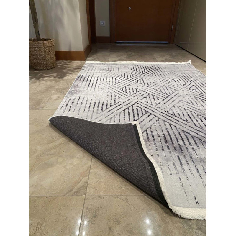 Tapis en coton Landree avec envers antidérapant, Rectangle 3 pi 3 po x 9 pi 10 po