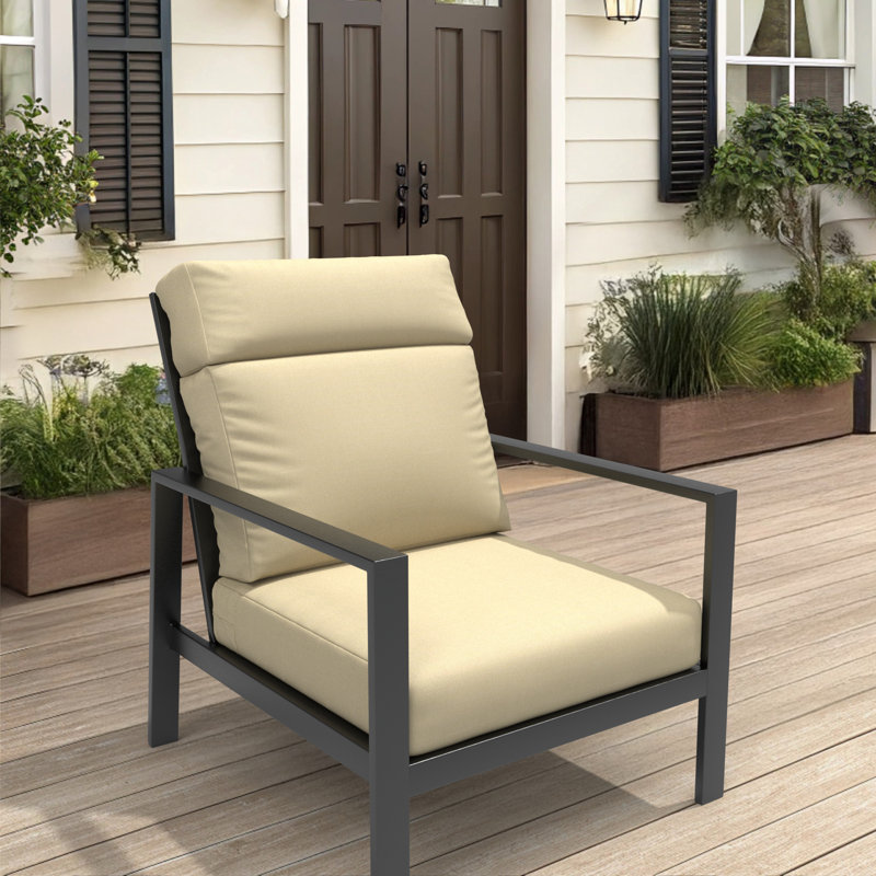 24.5 x 27 inch Arnisa Sunbrella Outdoor Cushion For High Back Chair, 6 inch Thick Outdoor Replacement Cushion, Lamley Patio Wicker Chair Cushion Set