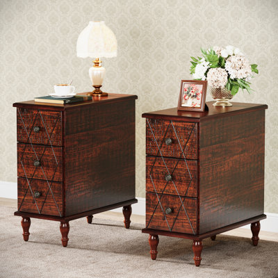 Jimica Solid Wood 3 - Drawer End Table Set