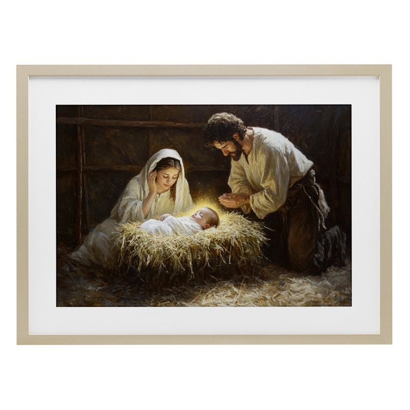 «Christ Is Born Nativité», reproduction sous verre encadrée, design par Petal Prints Design, H 14 po x l 20 po