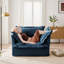 Fauteuil à housse avec 1 grand coussin de dossier et 2 grands coussins décoratifs, 1 canapé profond confortable et 1 siège large, plusieurs coussins moelleux, tissu chenille, bleu-56411921