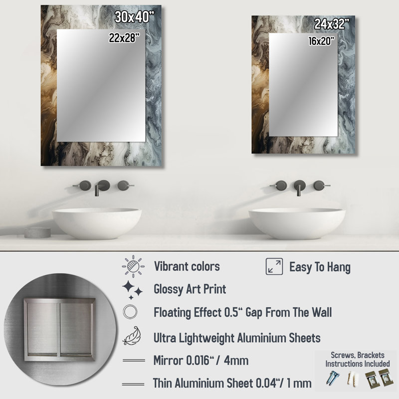 Miroir mural Manzer, 32 po x 24 po
