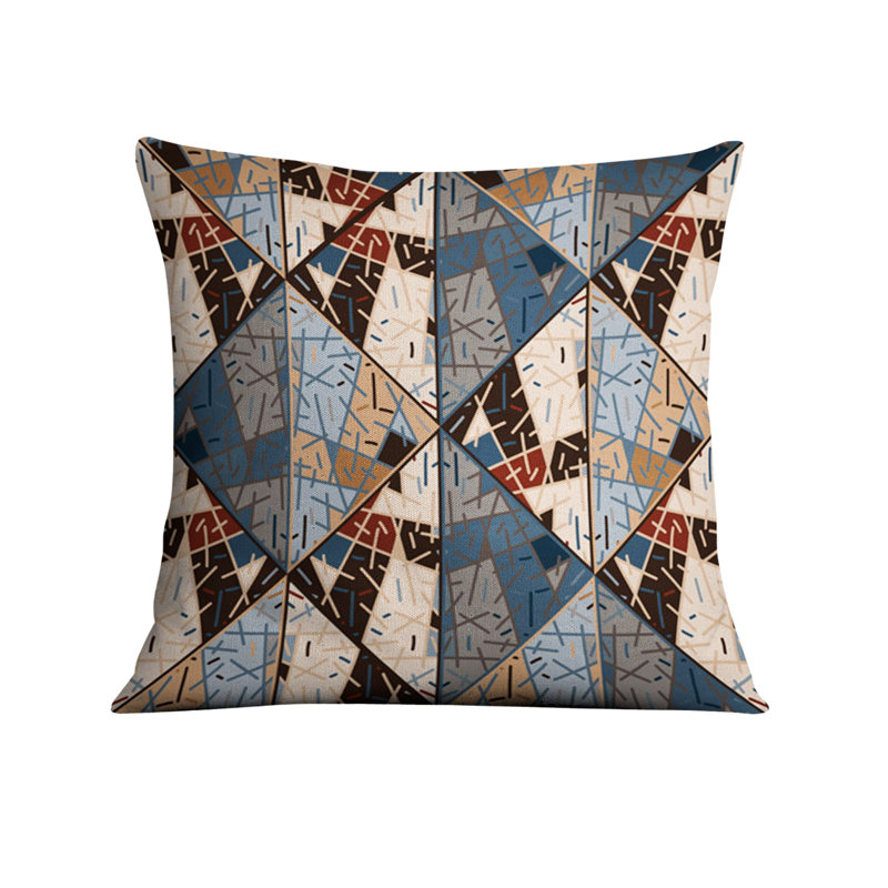 Throw Pillow Cover Only, Bleu / brun abstrait 11, H 18 po x l 18 po