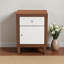 Table de chevet 1 tiroir Westphal blanc et noyer avec une armoire, H 23,75 po x l 17,55 po x P 15,6 po