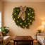 Couronne de cèdre artificiel vert 20 pouces avec guirlande lumineuse et ruban pour décoration de Noël