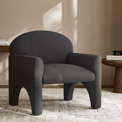 Upholstered Armchair, Accent Chair with Rubber Wood Legs