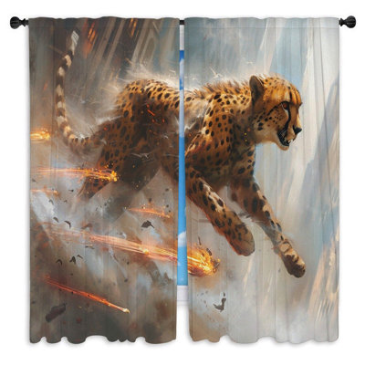 Cheetah Sheer Window Curtains - 2 Panels