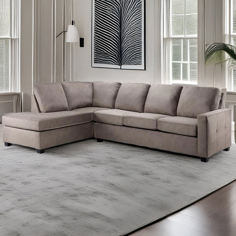 Canapé modulaire en L Alexius, beige (LHF), Orienté à gauche (vu de face), Polyester beige