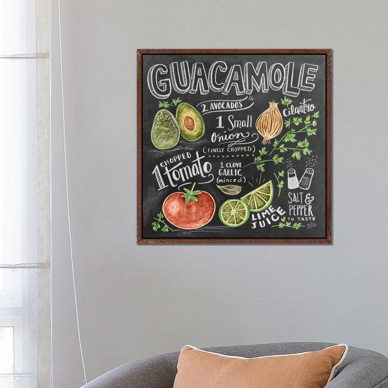 Guacamole Recipe - Print on Canvas, Classic Brown Wood Framed, 66.04 cm H x 66.04 cm W