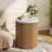 Round Side Table with Faux Marble Tabletop and Fluted Base-935891990