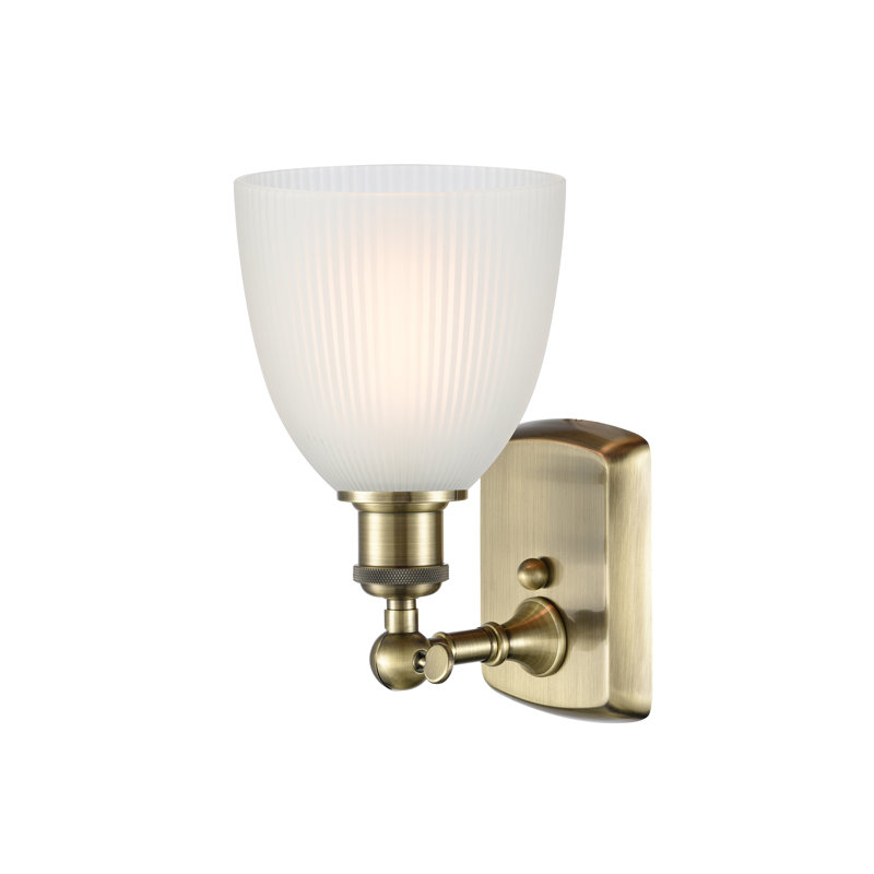 Wethington 1 - Light Dimmable Armed Sconce, Antique Brass, Incandescent , White
