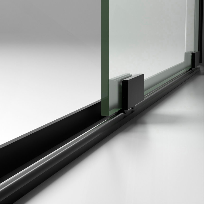 Porte de douche coulissante semi-sans cadre l 56 à 60 po x H 72 po, verre trempé transparent SCGG 5/16 po (8 mm), finition noir mat, largeur de coupe réglable de 4 po