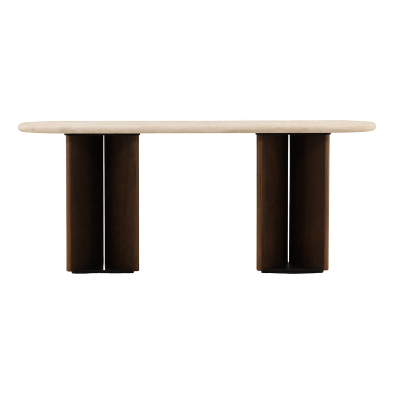 Oja Console Table Brown, Brown, Cream Marble / Brown, Cream Marble