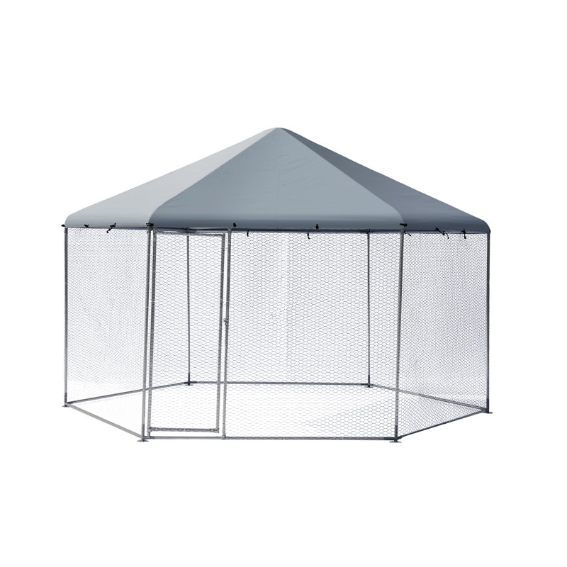 Grand poulailler en métal pour poulets avec couvercle imperméable et anti-UV, 13 pi x 11,4 pi x 8,6 pi