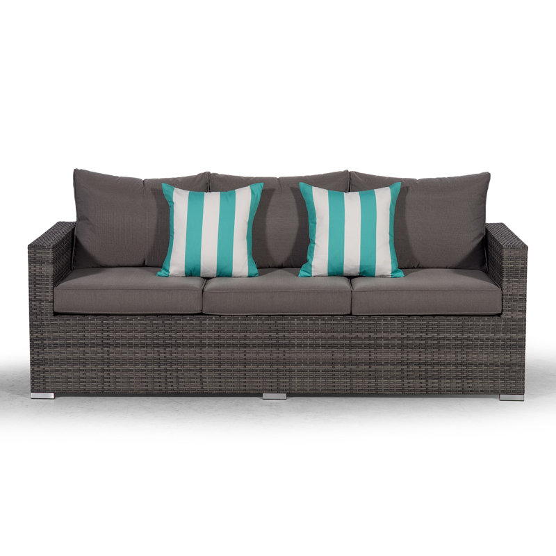Villareal 201cm Wide Rectangle Patio Sofa with Cushions