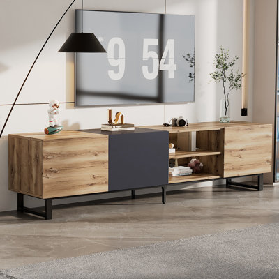 Modern TV with 3 Cabinetsand Open Shelves, Color-matching Media Console Table for TVs up to 78 -  Foundry Select, 769D3FFF23B944738DEA0C31A9583B63