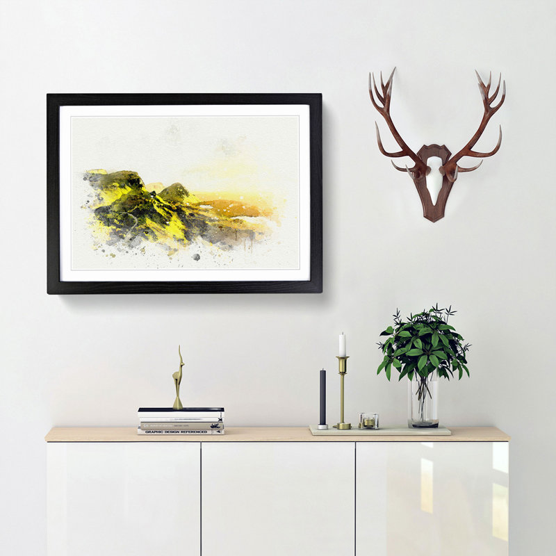 Road Through the Isle of Skye in Scotland - Picture Frame Graphic Art Print, 35cm H x 50cm W x 2cm D, Black