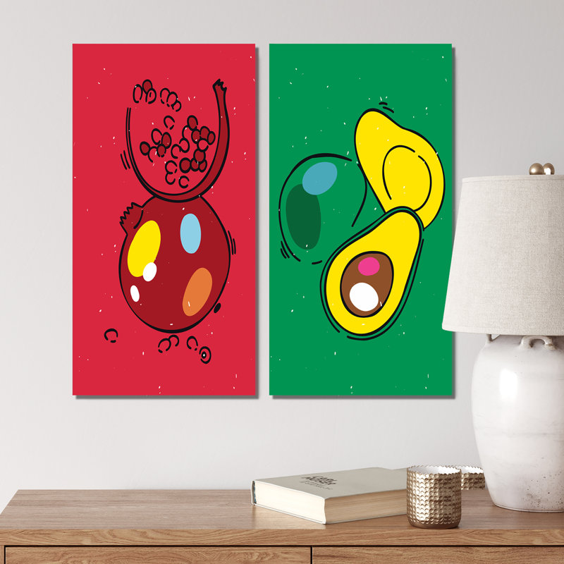 1990S Pop Groceries Designs I - ensemble de 2 impressions, Toile tendue, H 20 po x l 24 po x P 1 po