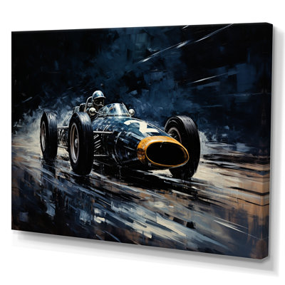 «Midnight Vintage Race Car 1950S On Race Track III - Race Tracks», art mural